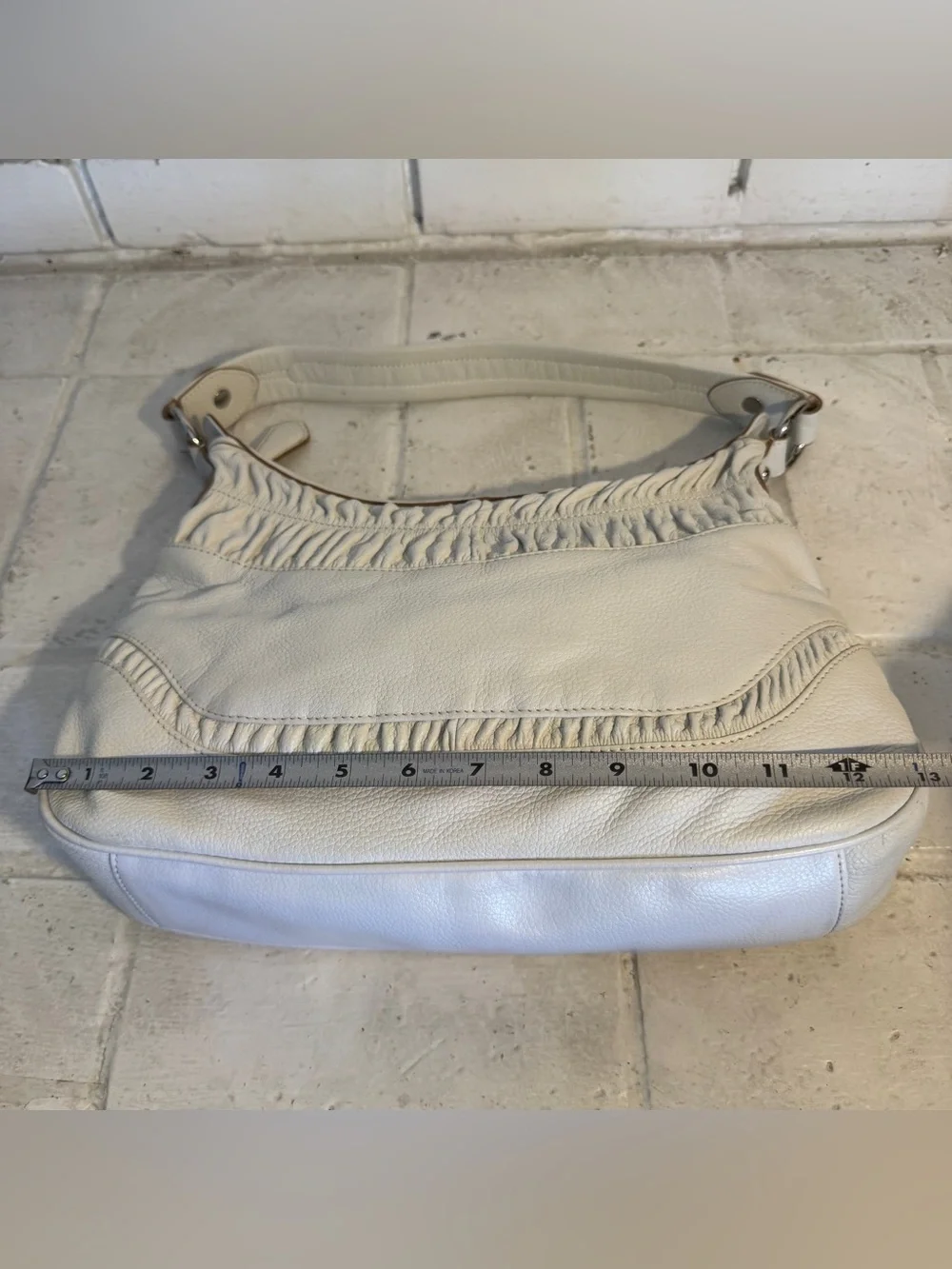 Wilsons Leather White Ruched Leather Hobo Shoulder Bag | Y2K Boho